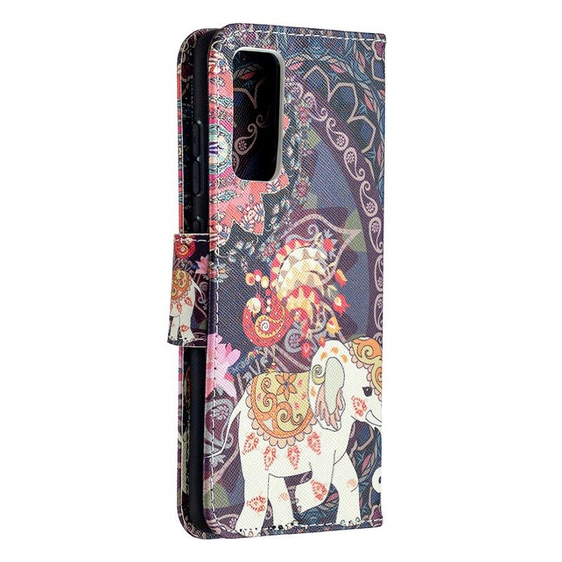 Custodia in pelle Samsung Galaxy S20 FE Mandala Di Elefanti Etnici