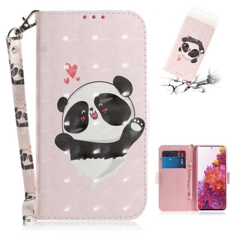 Custodia in pelle Samsung Galaxy S20 FE Panda Love Con Cordino