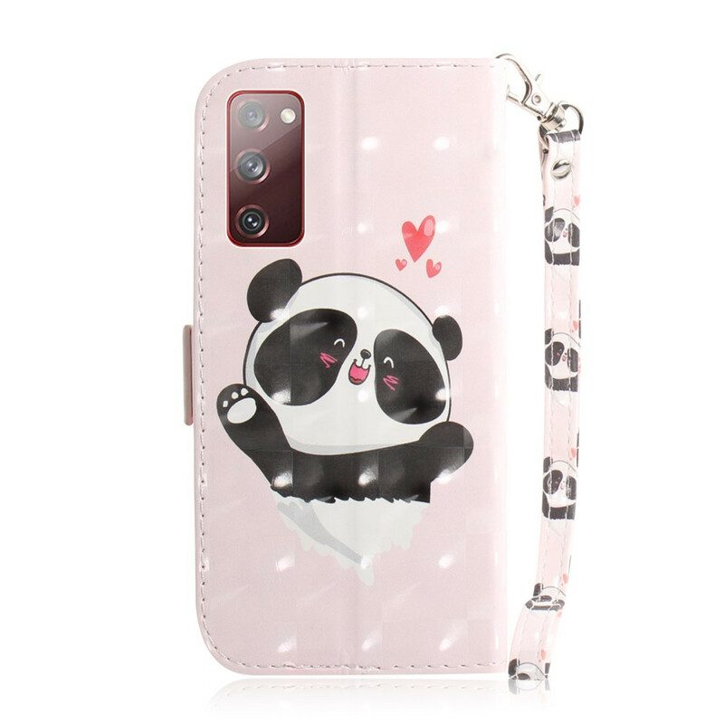 Custodia in pelle Samsung Galaxy S20 FE Panda Love Con Cordino