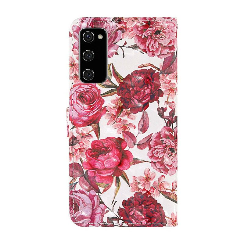 Custodia in pelle Samsung Galaxy S20 FE Punto Luce Rose Con Cordino