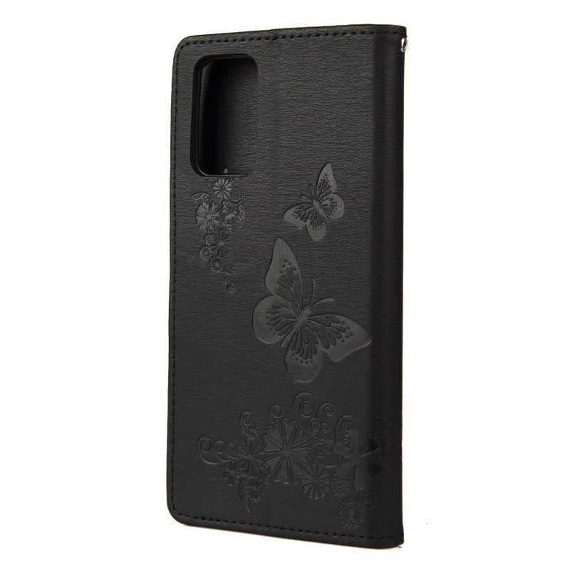 Custodia in pelle Samsung Galaxy S20 FE Solo Farfalle Con Cordino