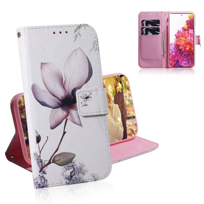 Folio Cover Samsung Galaxy S20 FE Fiore Rosa Polveroso