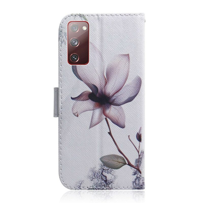 Folio Cover Samsung Galaxy S20 FE Fiore Rosa Polveroso