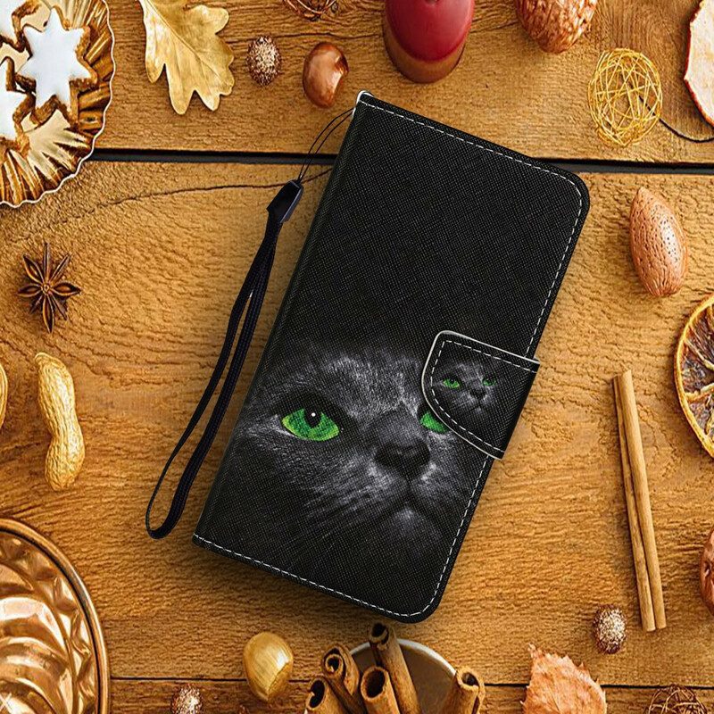 Folio Cover Samsung Galaxy S20 FE Gatto Dagli Occhi Verdi Con Cordino