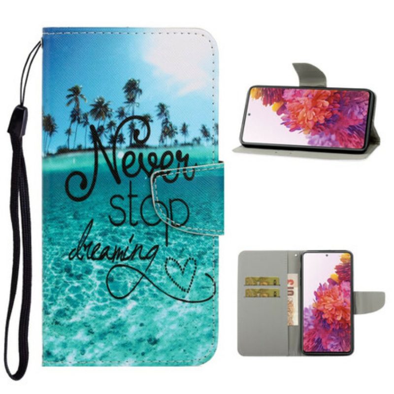 Folio Cover Samsung Galaxy S20 FE Non Smettere Mai Di Sognare Navy Strappy