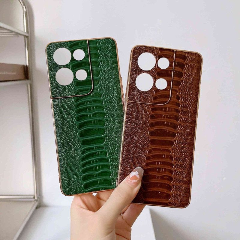 Cover Oppo Reno 8 Pro Vera Pelle Stile Coccodrillo