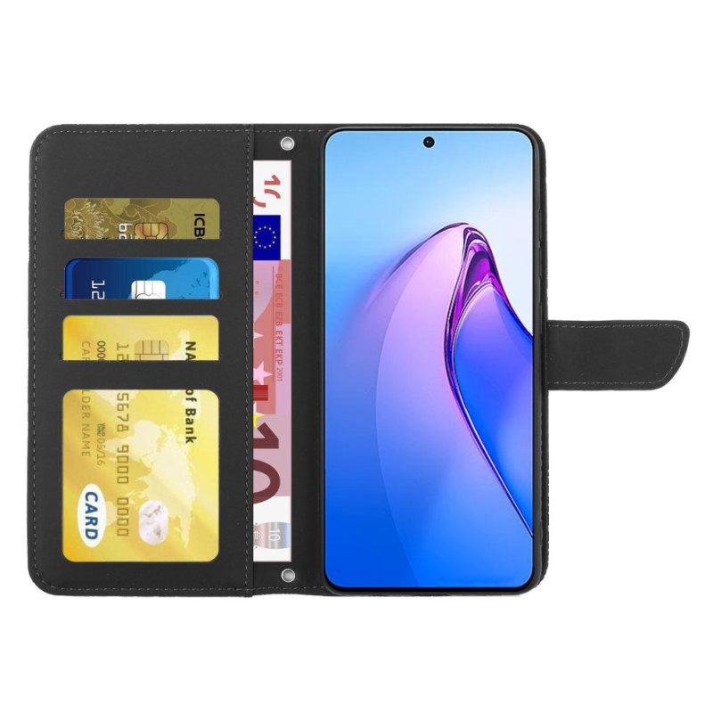 Custodia A Portafoglio Oppo Reno 8 Pro Farfalle E Tracolla