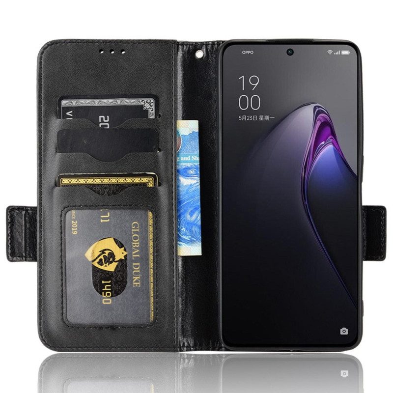 Custodia in pelle Oppo Reno 8 Pro Chiusura A Doppio Cinturino