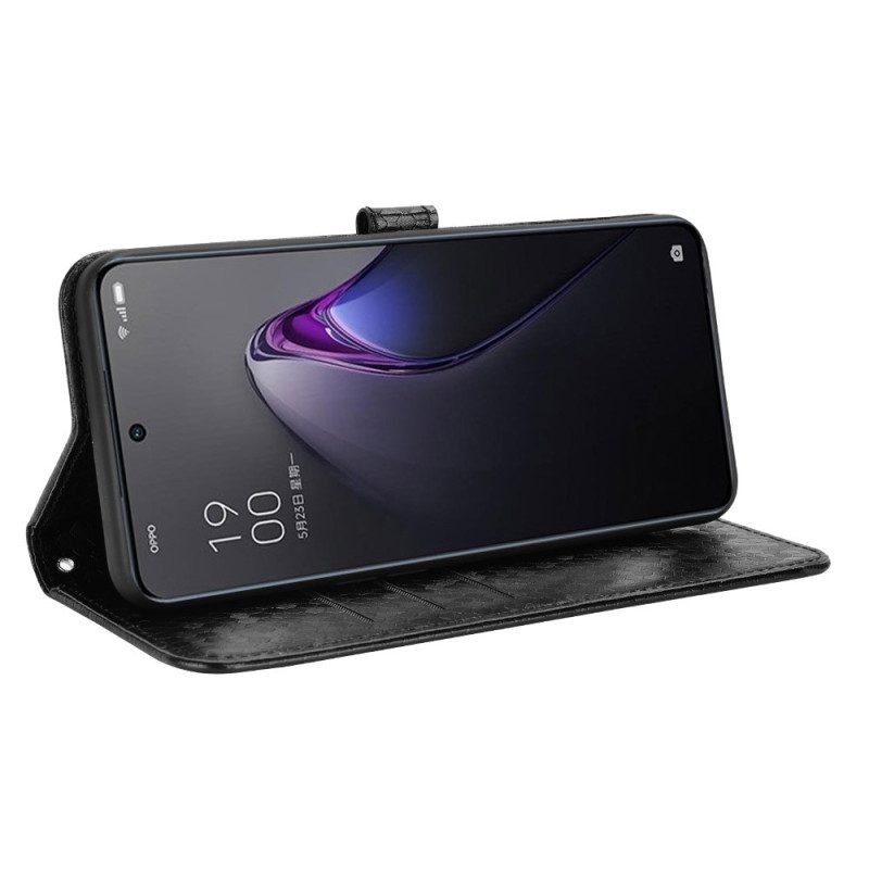 Custodia in pelle Oppo Reno 8 Pro Design Con Cinturino 3d