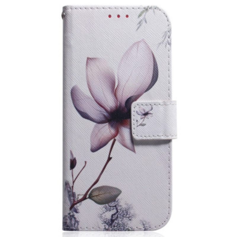 Custodia in pelle Oppo Reno 8 Pro Fiore Strappy Dell'annata