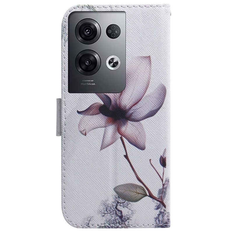 Custodia in pelle Oppo Reno 8 Pro Fiore Strappy Dell'annata