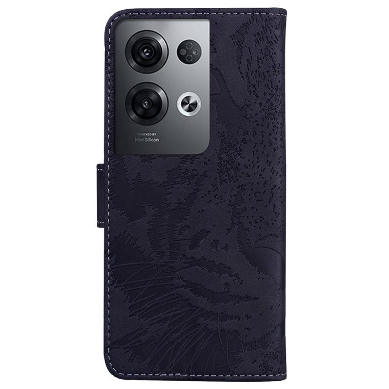 Custodia in pelle Oppo Reno 8 Pro Impronta Di Tigre