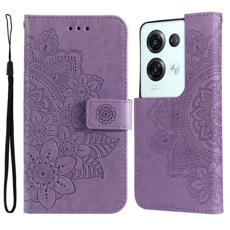 Custodia in pelle Oppo Reno 8 Pro Strappy Floreale