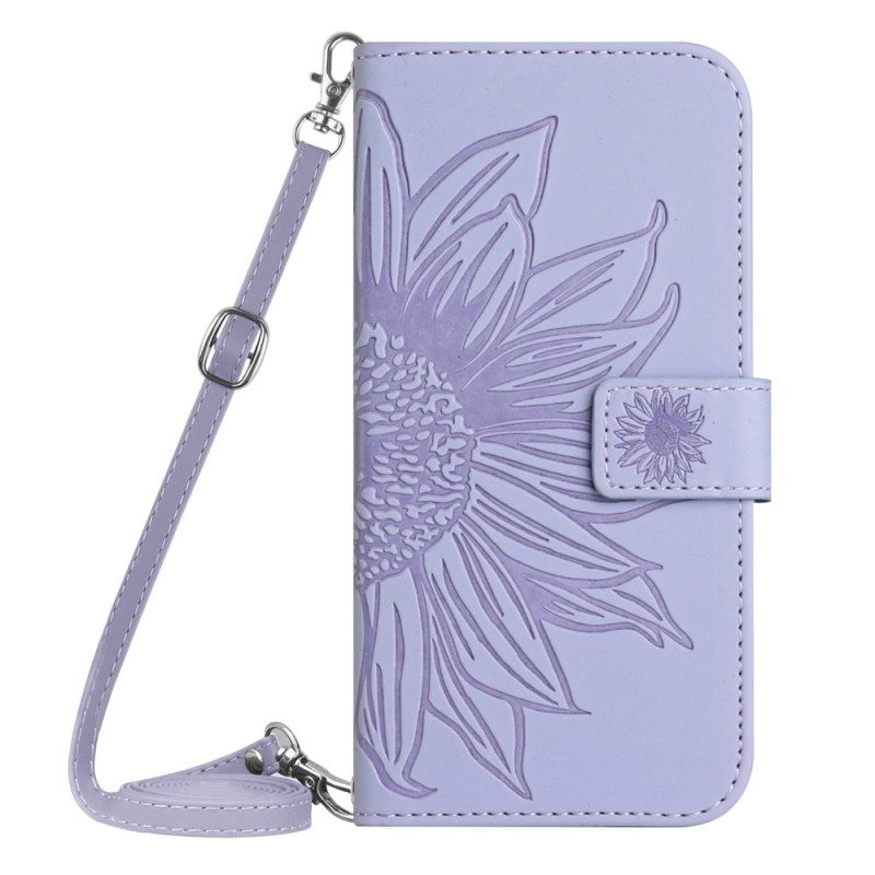 Custodia in pelle Oppo Reno 8 Pro Tracolla Girasole