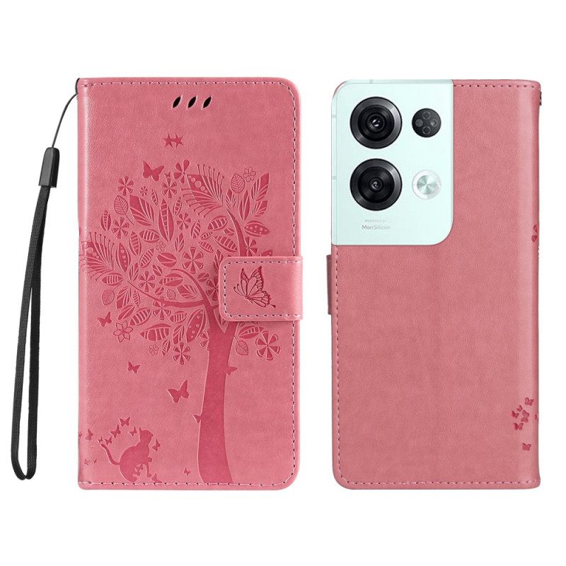 Folio Cover Oppo Reno 8 Pro Albero E Gatto Strappy