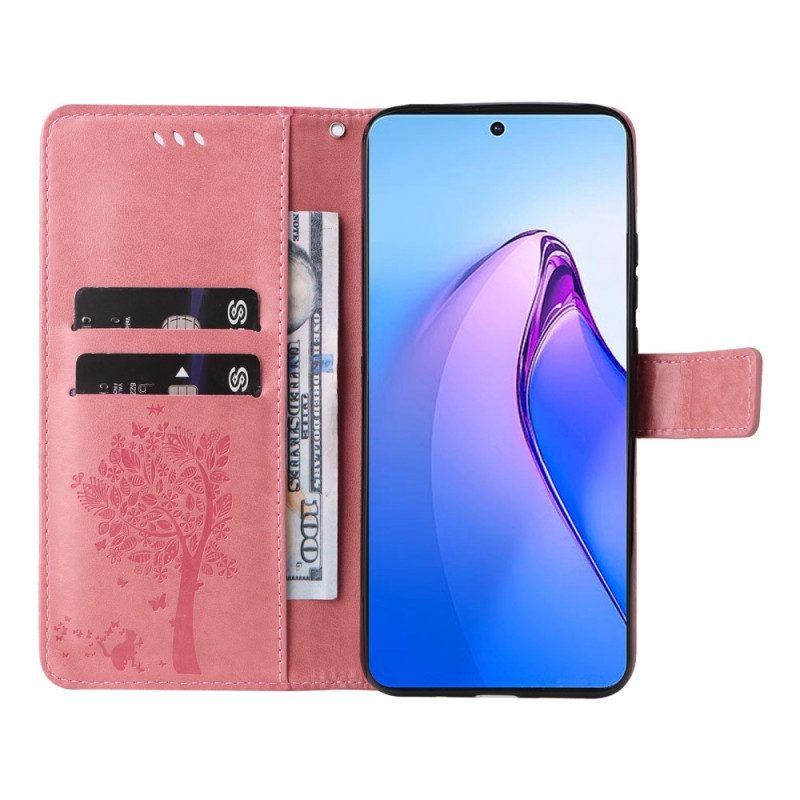 Folio Cover Oppo Reno 8 Pro Albero E Gatto Strappy