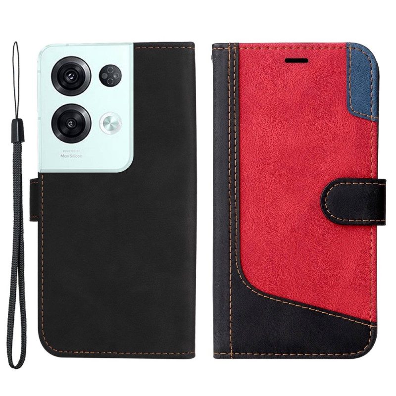 Folio Cover Oppo Reno 8 Pro Cinturino Tricolore