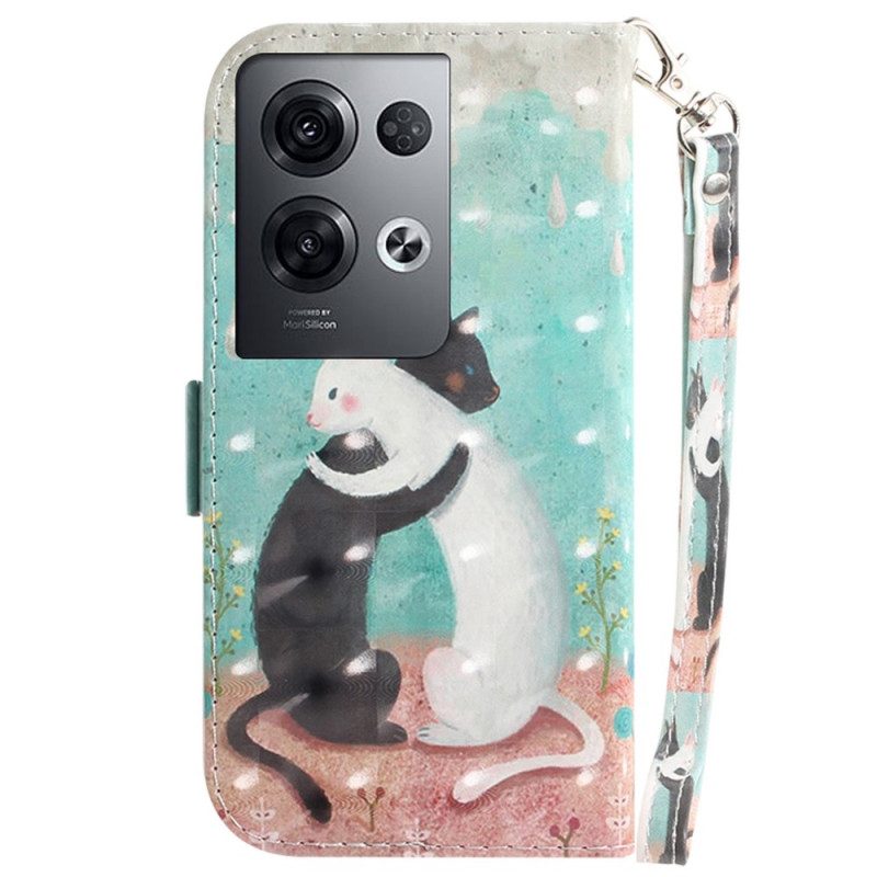 Folio Cover Oppo Reno 8 Pro Gatti Danzanti Con Cordino