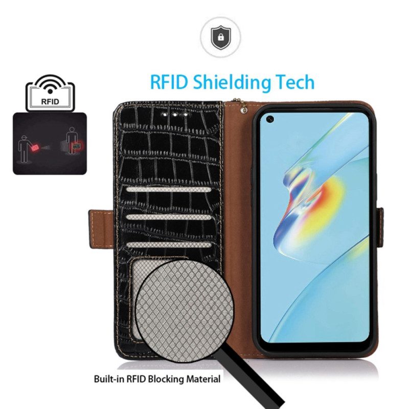 Folio Cover Oppo Reno 8 Pro Rfid Stile Coccodrillo