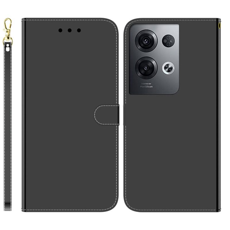 Folio Cover Oppo Reno 8 Pro Specchio E Cordino