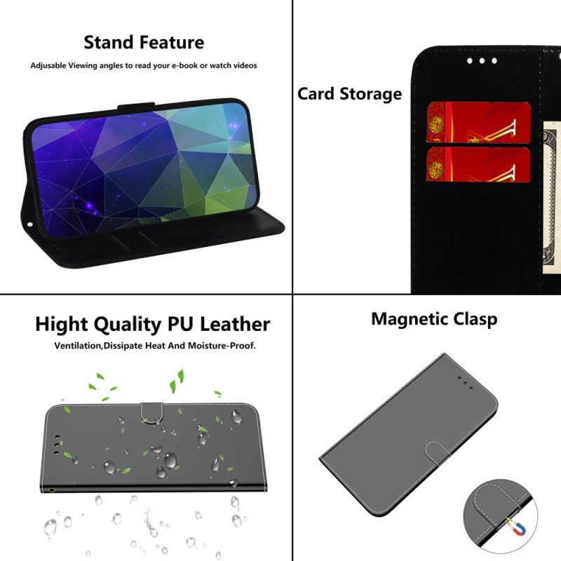 Folio Cover Oppo Reno 8 Pro Specchio E Cordino