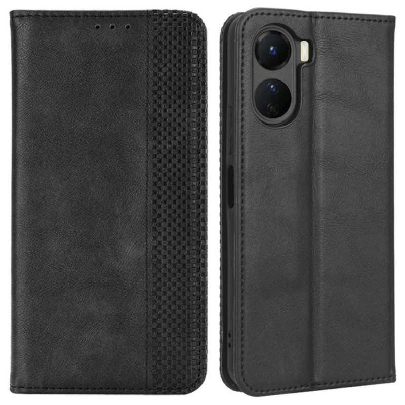 Folio Cover Vivo Y16 Custodia in pelle Elegante Finta Pelle