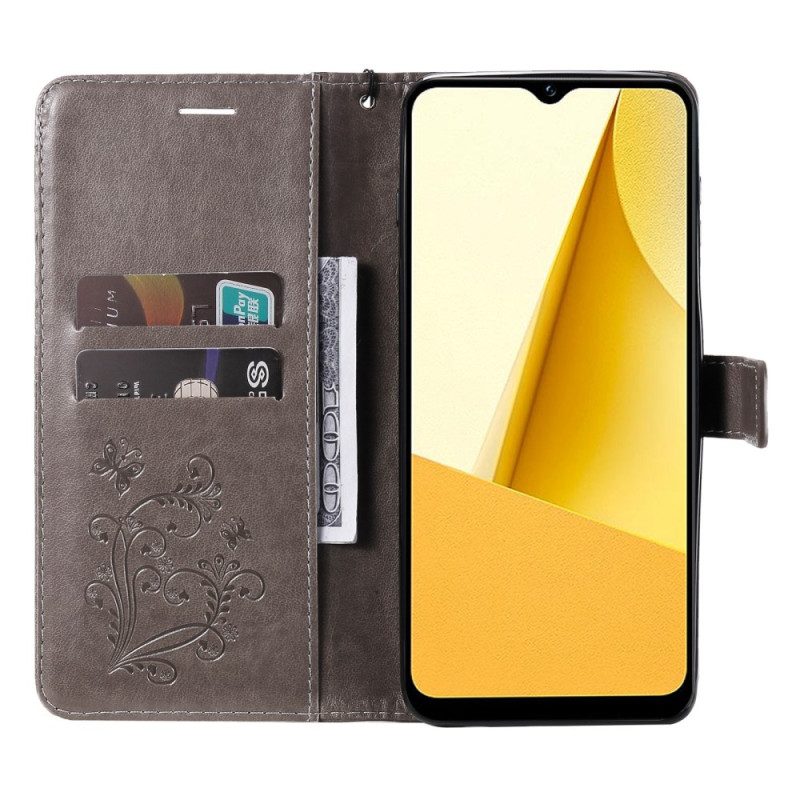 Folio Cover Vivo Y16 Farfalle Con Cinturino Gigante