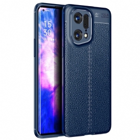 Cover Oppo Find X5 Pro Doppia Linea Litchi Effetto Pelle