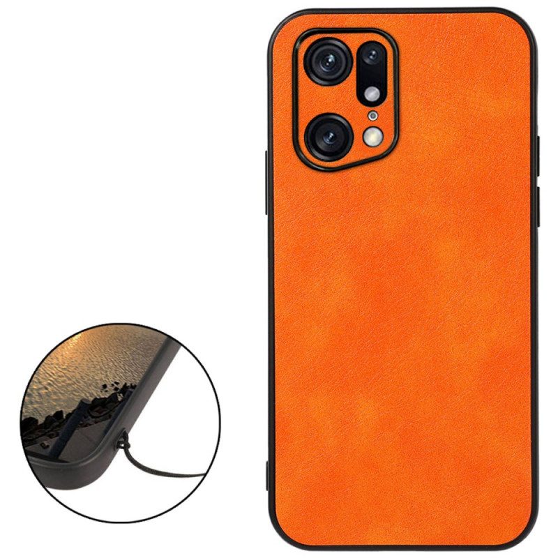 Cover Oppo Find X5 Pro Effetto Pelle Litchi