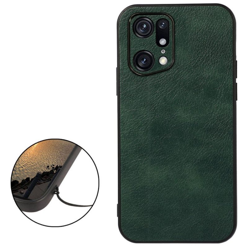 Cover Oppo Find X5 Pro Effetto Pelle Litchi