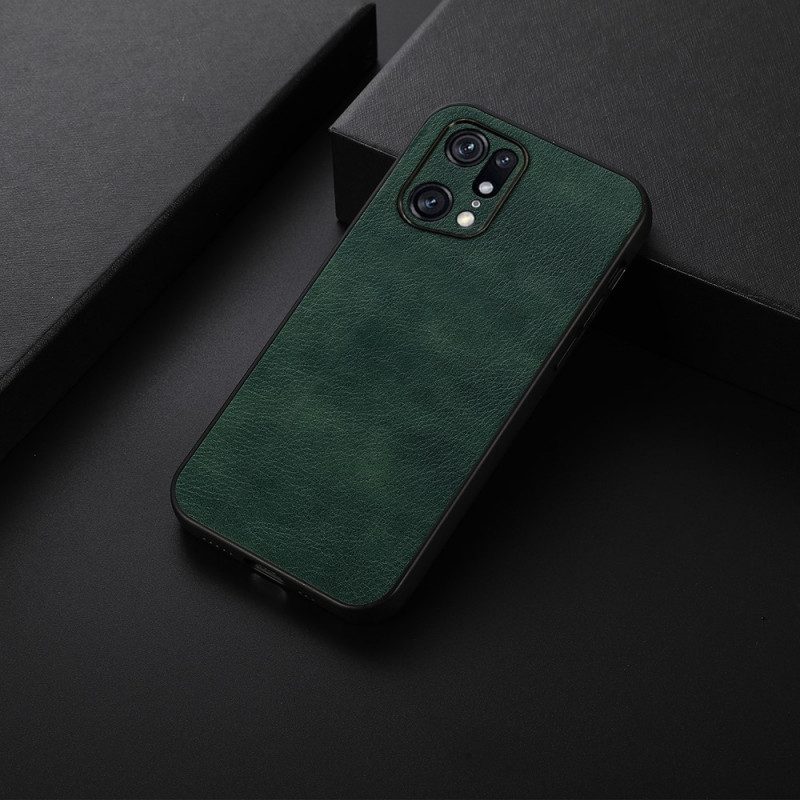 Cover Oppo Find X5 Pro Effetto Pelle Litchi