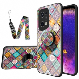 Cover Oppo Find X5 Pro Supporto Magnetico Patchwork