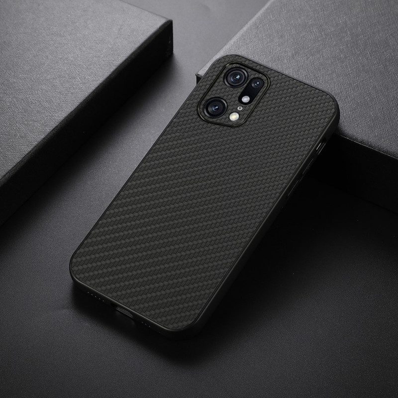 Cover Oppo Find X5 Pro Texture In Fibra Di Carbonio Effetto Pelle