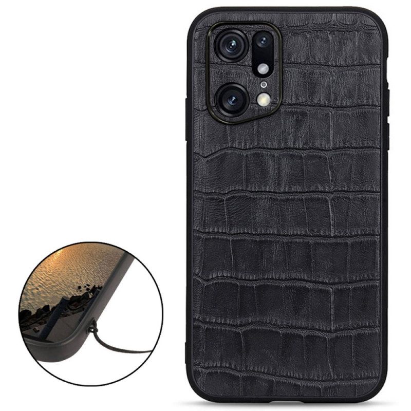 Cover Oppo Find X5 Pro Vera Pelle Di Coccodrillo