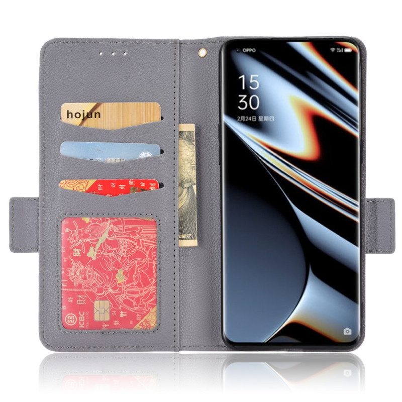 Custodia A Portafoglio Oppo Find X5 Pro Stile Tradizionale In Pelle Litchi