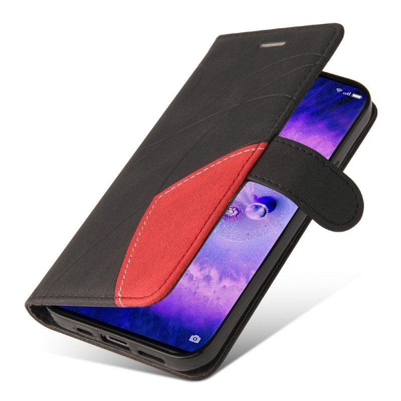 Custodia in pelle Oppo Find X5 Pro Cinturino Bicolore