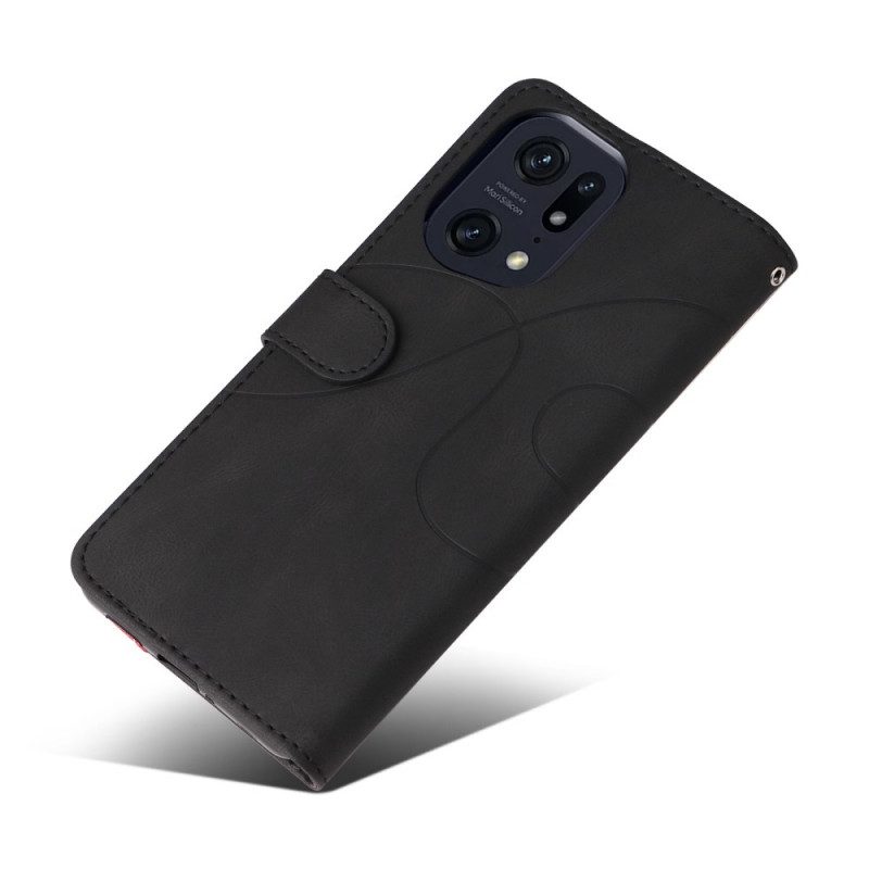 Custodia in pelle Oppo Find X5 Pro Cinturino Bicolore