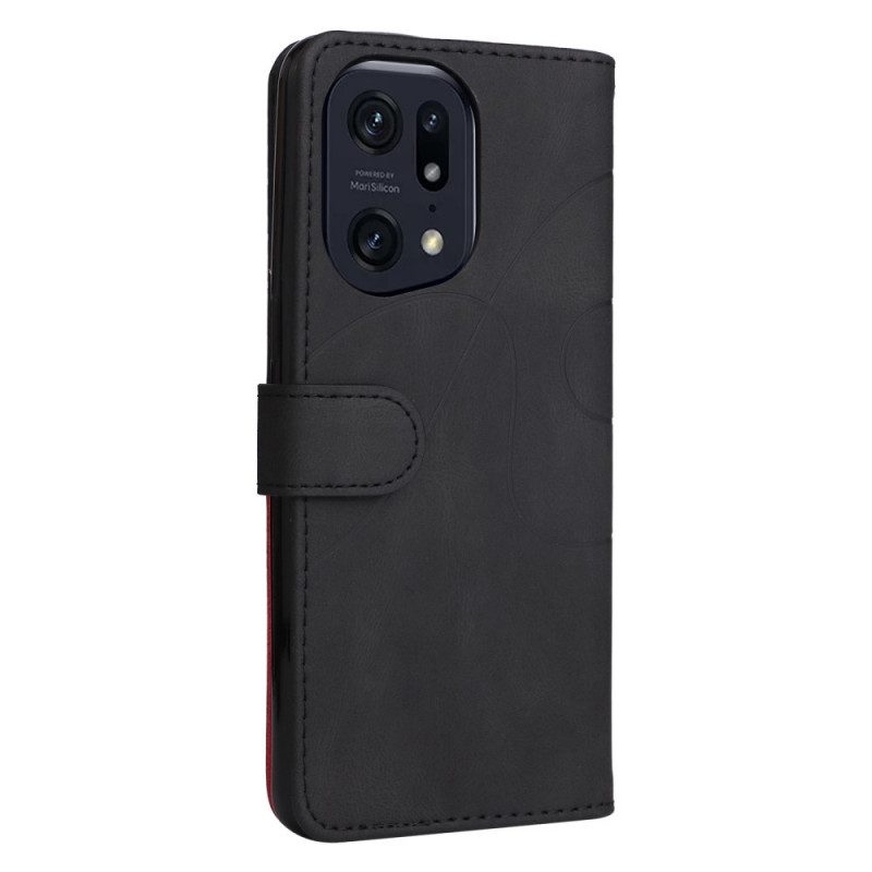 Custodia in pelle Oppo Find X5 Pro Cinturino Bicolore