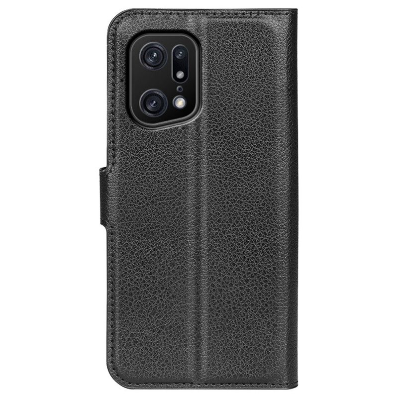 Custodia in pelle Oppo Find X5 Pro Classica Ecopelle Litchi