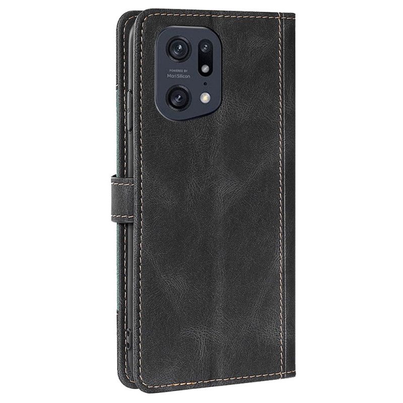 Custodia in pelle Oppo Find X5 Pro Ecopelle Bicolore Elegante