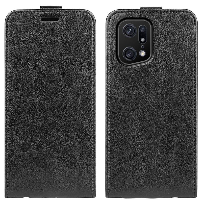 Custodia in pelle Oppo Find X5 Pro Folio Cover Aletta Verticale