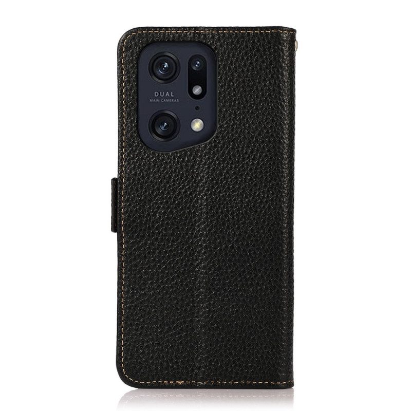 Custodia in pelle Oppo Find X5 Pro Pelle Litchi Khazneh Rfid