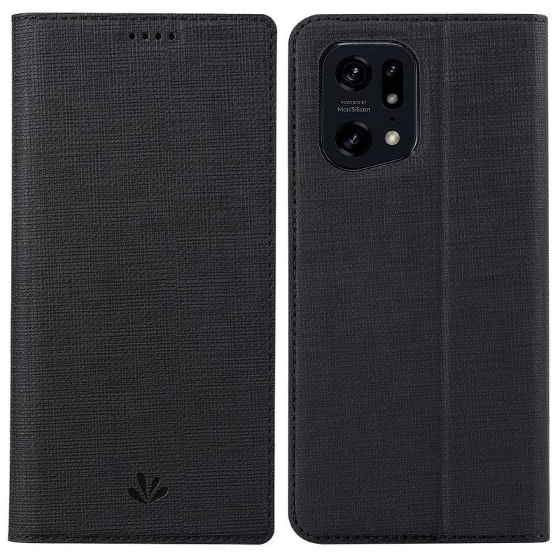 Custodia in pelle Oppo Find X5 Pro Struttura Del Tessuto Vili