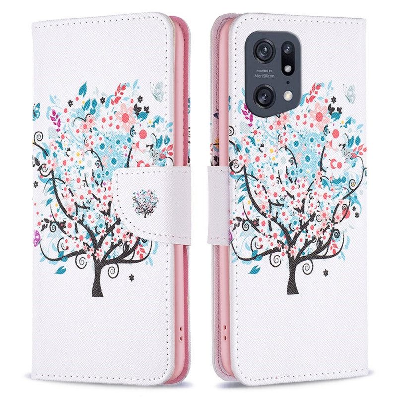 Folio Cover Oppo Find X5 Pro Albero Fiorito