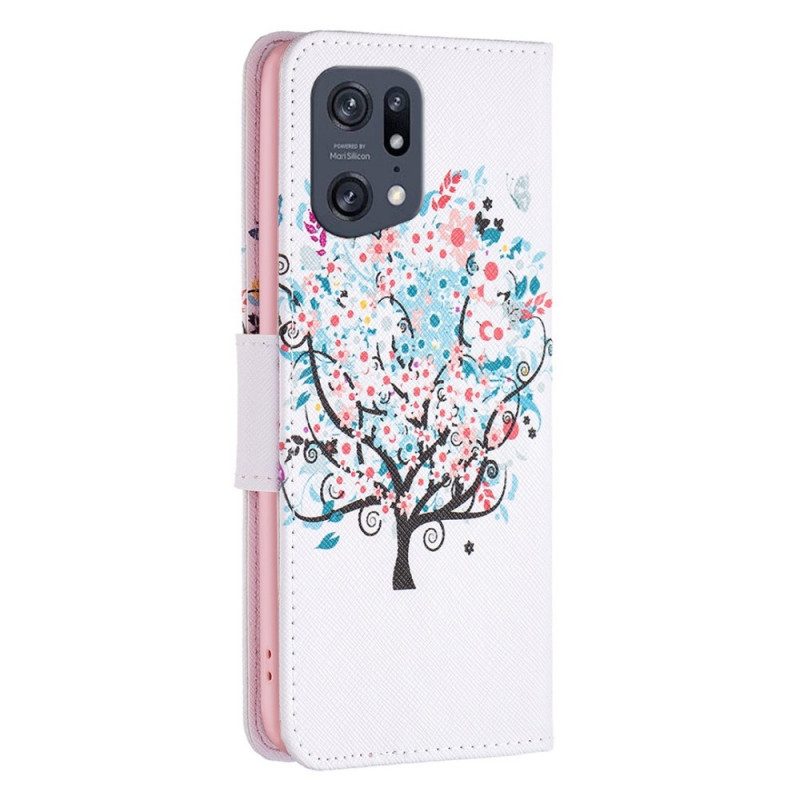 Folio Cover Oppo Find X5 Pro Albero Fiorito