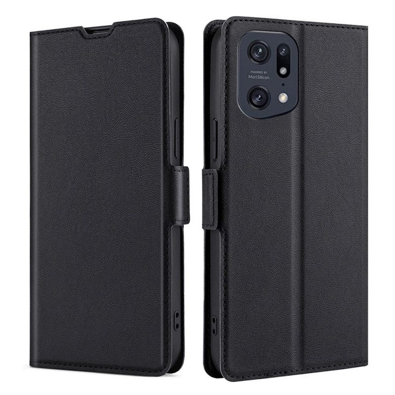 Folio Cover Oppo Find X5 Pro Custodia in pelle Effetto Pelle