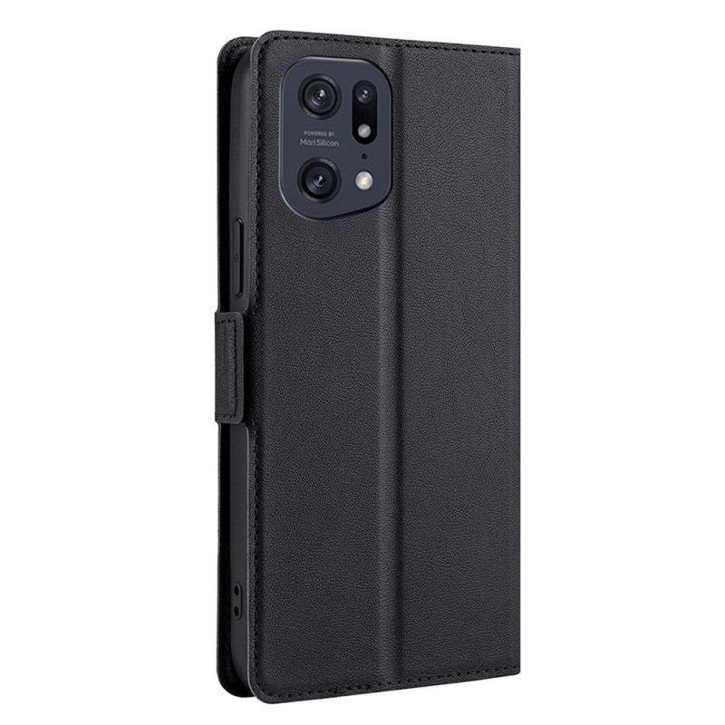 Folio Cover Oppo Find X5 Pro Custodia in pelle Effetto Pelle