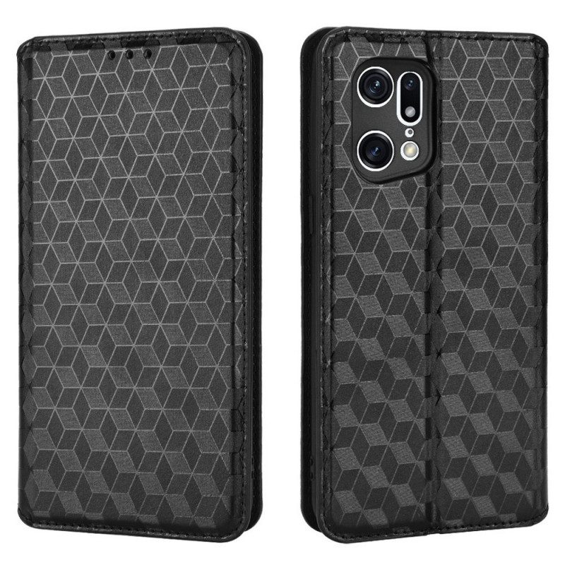 Folio Cover Oppo Find X5 Pro Custodia in pelle Effetto Pelle Diamante 3d