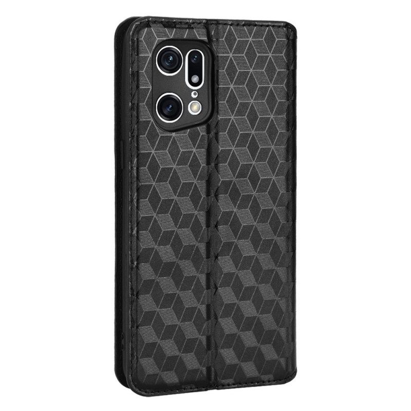 Folio Cover Oppo Find X5 Pro Custodia in pelle Effetto Pelle Diamante 3d