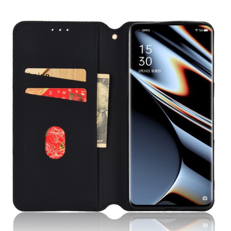 Folio Cover Oppo Find X5 Pro Custodia in pelle Effetto Pelle Diamante 3d